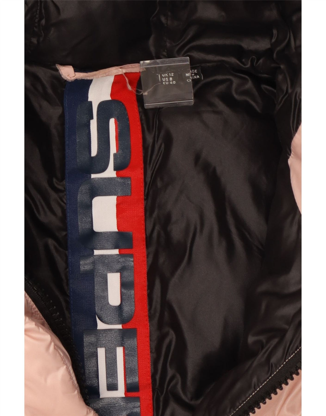 Superdry Wattierte Jacke mit Kapuze für Damen, UK 12, Mittelrosa, Nylon