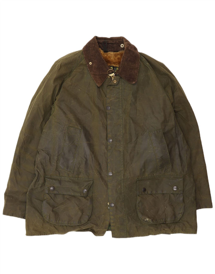 Barbour Herrenjacke aus gewachster Baumwolle UK 46 3XL Khaki Baumwolle