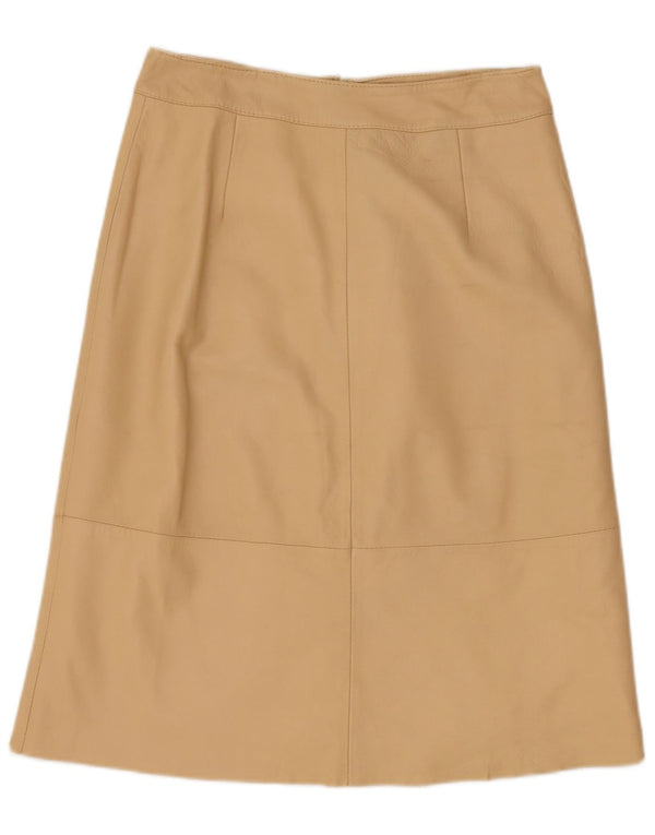 Vintage Damen Lederrock UK 12 Medium W28 Beige