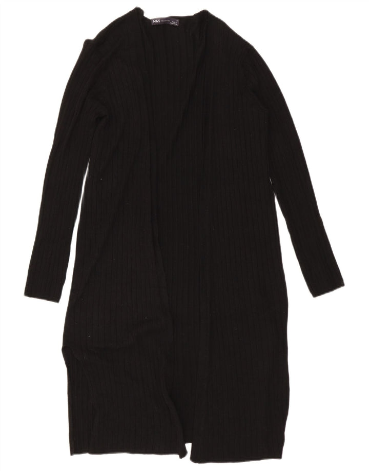 Marks & Spencer Damen Longline Open Cardigan Pullover UK 8 Small Schwarz