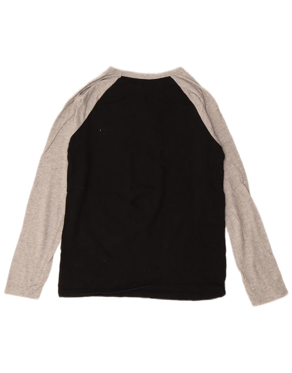 GAP Grafik-Oberteil für Jungen, langärmlig, 11–12 Jahre, XL, schwarze Farbblock-Baumwolle