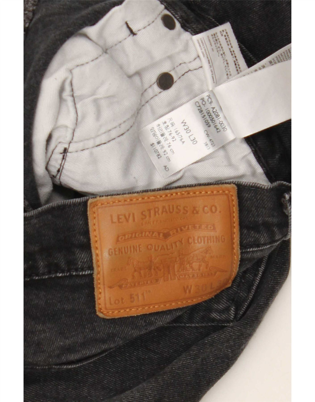 Levi's Herren Slim Jeans W30 L30 schwarze Baumwolle