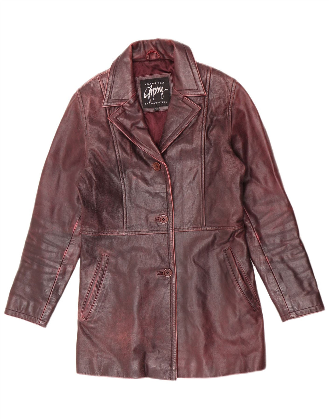 Gipsy by Mauritius Damen Ledermantel UK 12 Medium Burgund