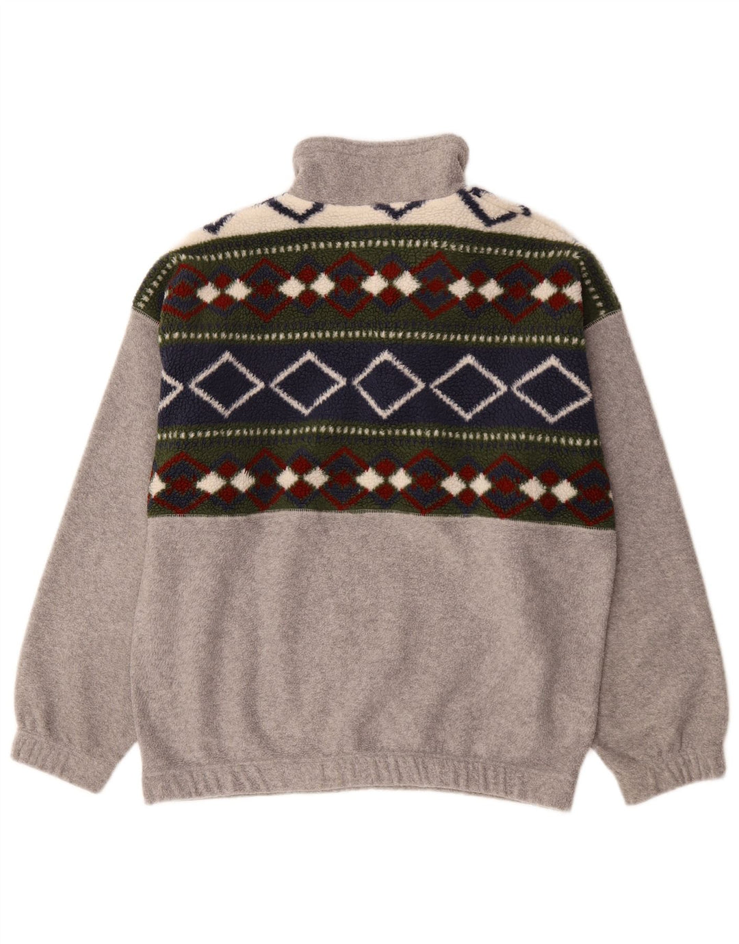Active Herren-Fleecepullover mit Reißverschluss am Hals, mittelgraues Colourblock-Polyester