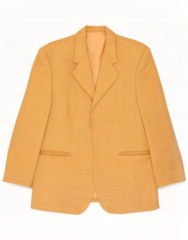 Vintage Womens Open Blazer Jacke UK 14 Medium Beige Herringbone
