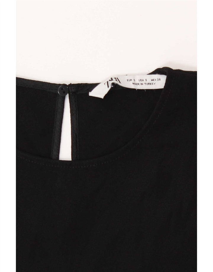 Zara Damen Bluse Top UK 10 Small Schwarz