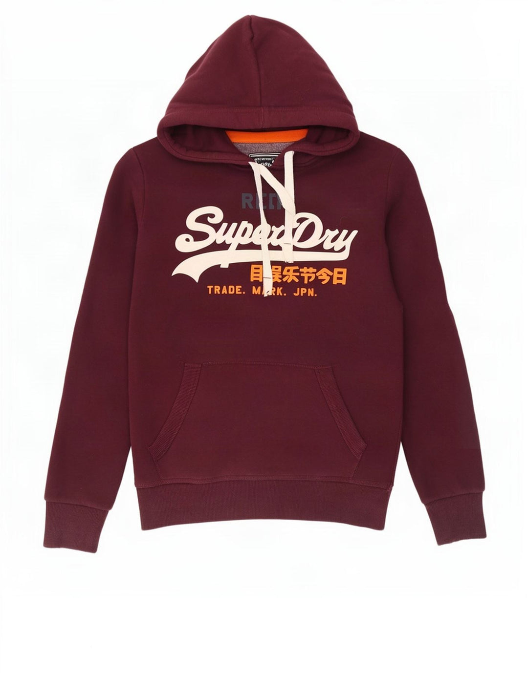 Superdry Herren-Kapuzenpullover mit grafischem Print, mittlere Burgunderrote Baumwolle