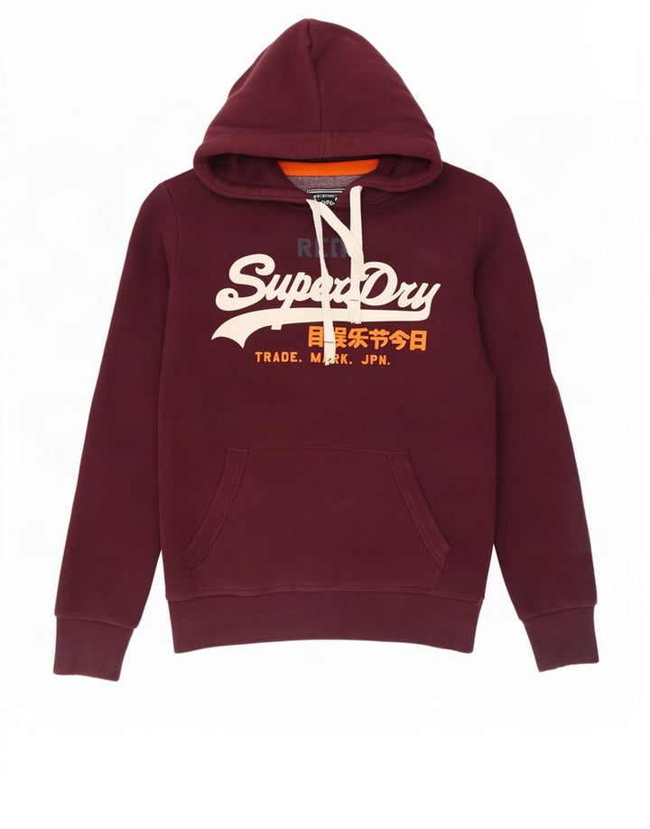 Superdry Herren-Kapuzenpullover mit grafischem Print, mittlere Burgunderrote Baumwolle