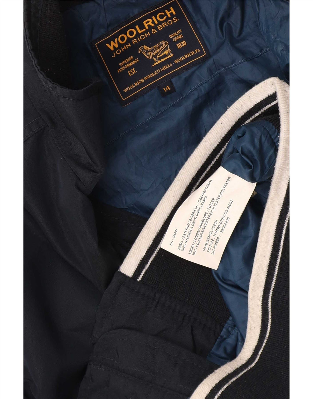 Woolrich Bomberjacke für Jungen, 13–14 Jahre, marineblaues Nylon