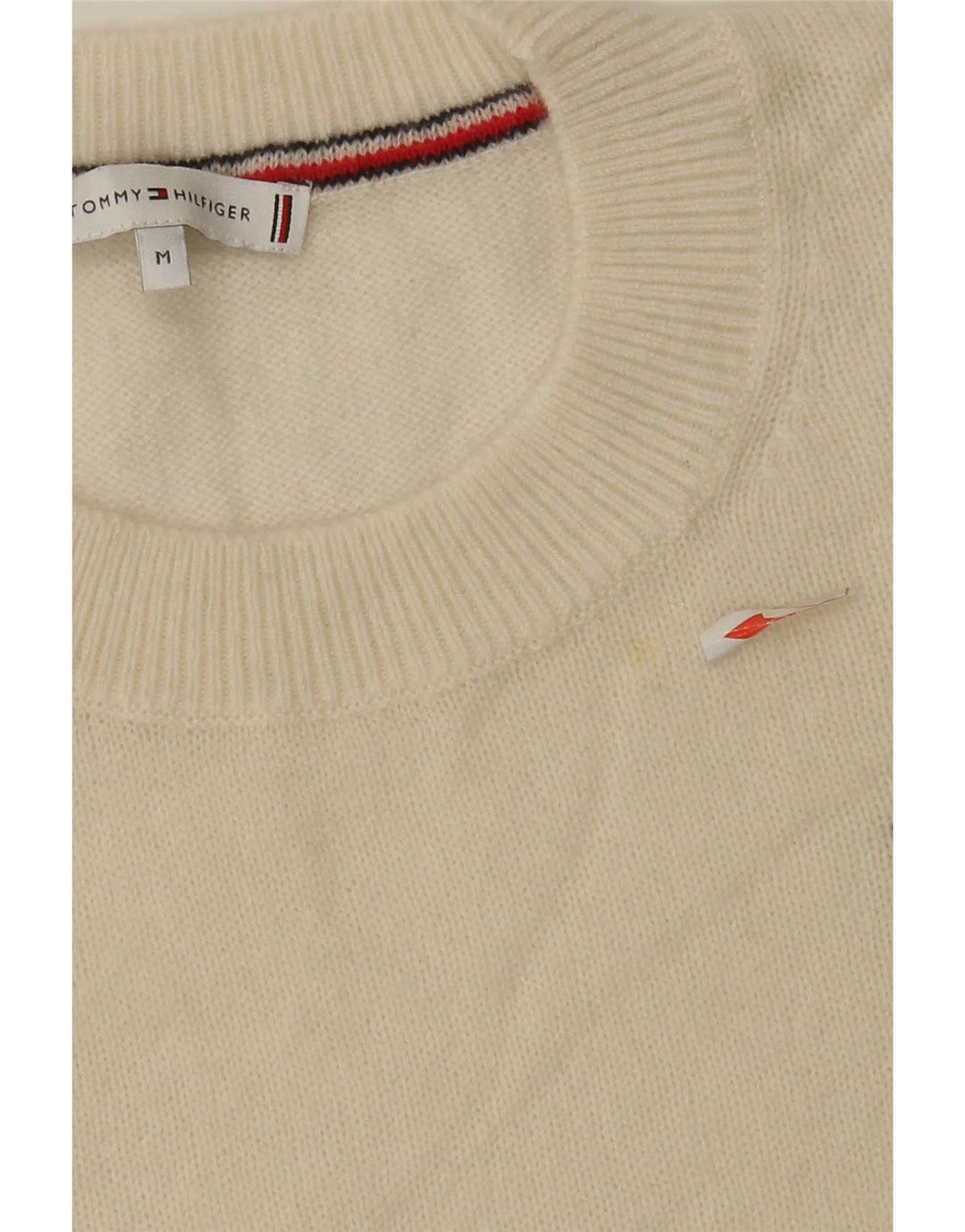 Tommy Hilfiger Damen-Pullover mit Rundhalsausschnitt, Gr. 14, mittlere, cremefarbene Wolle