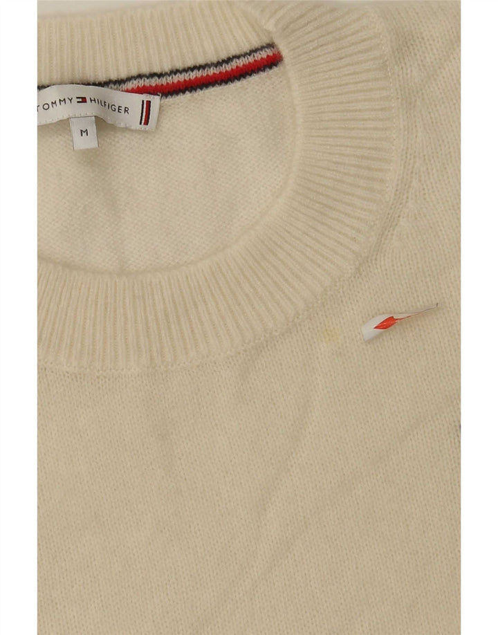 Tommy Hilfiger Damen-Pullover mit Rundhalsausschnitt, Gr. 14, mittlere, cremefarbene Wolle