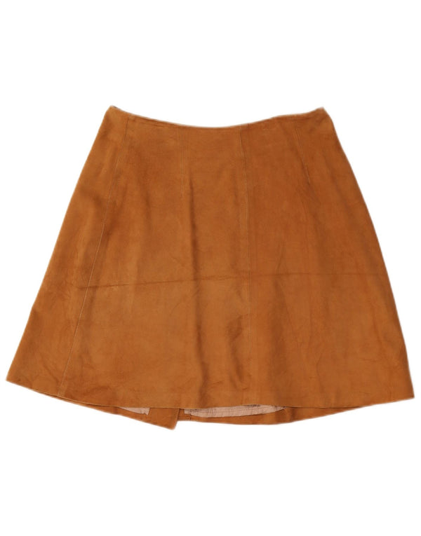 Montereggi Damen Wildleder-Wickelrock IT 42 Medium W26 Braunes Leder