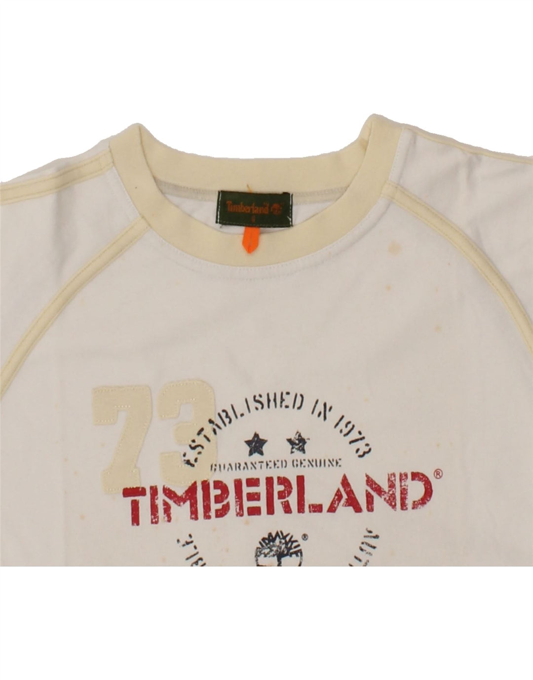 TIMBERLAND Boys Graphic T-Shirt Top 7-8 Years White Vintage Timberland and Second-Hand Timberland from Messina Hembry 