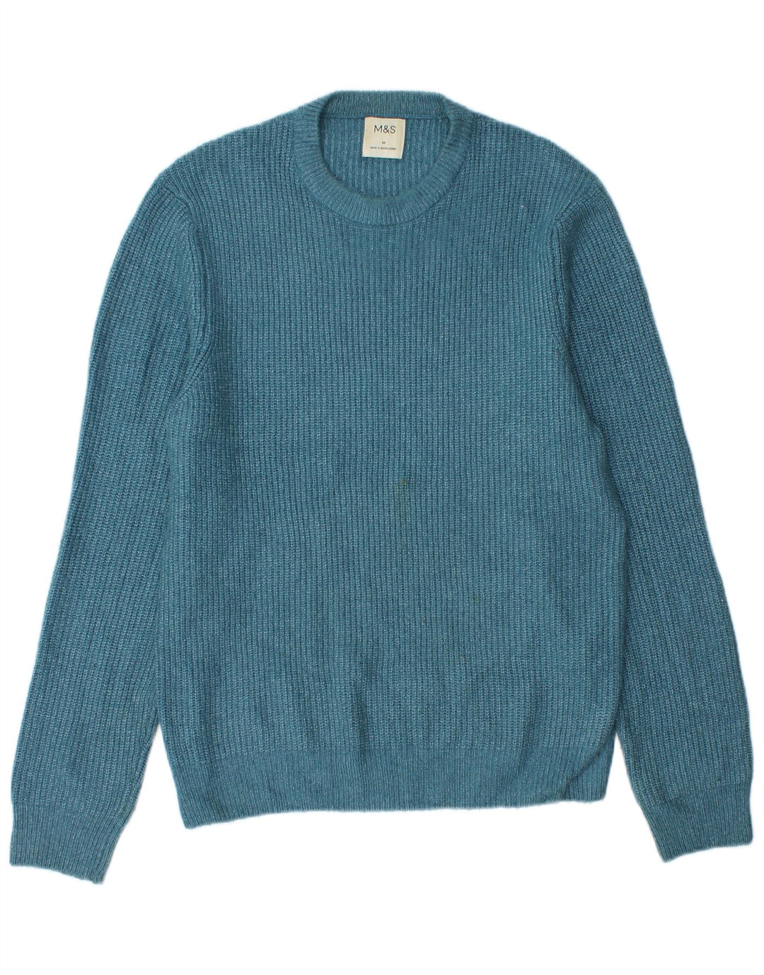 Marks & Spencer Herren-Pullover mit Rundhalsausschnitt, Mittelblau, Polyamid