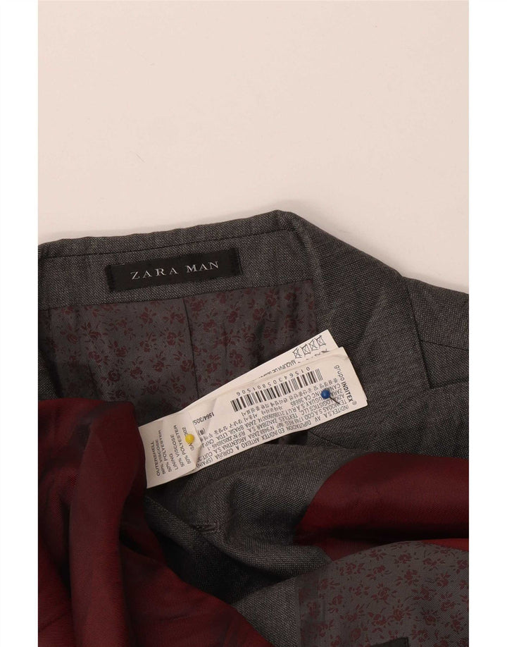 Zara Herren-Blazer mit 2 Knöpfen, UK 38, mittelgraue Viskose