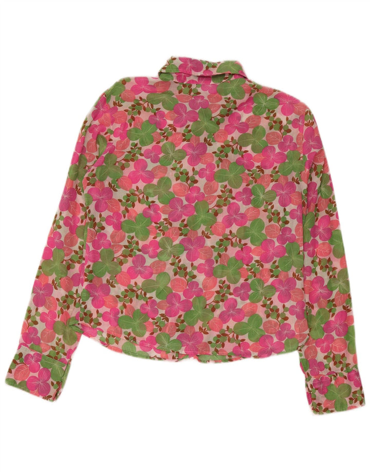 Benetton Damen-Hemd UK 14 Mittelrosa geblümt