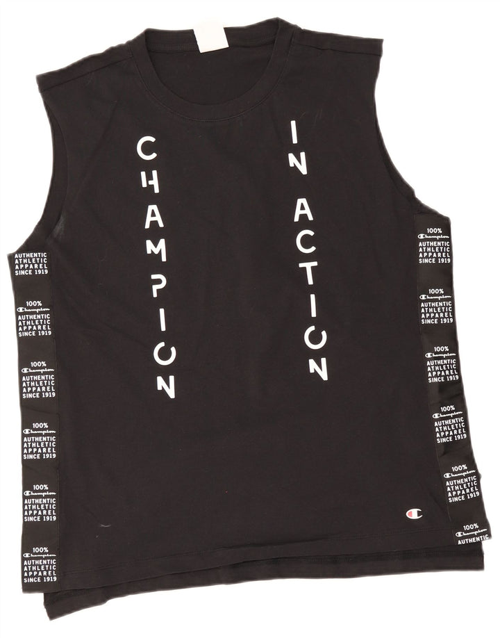 Champion Herren Grafik-Weste-Top XL aus schwarzer Baumwolle