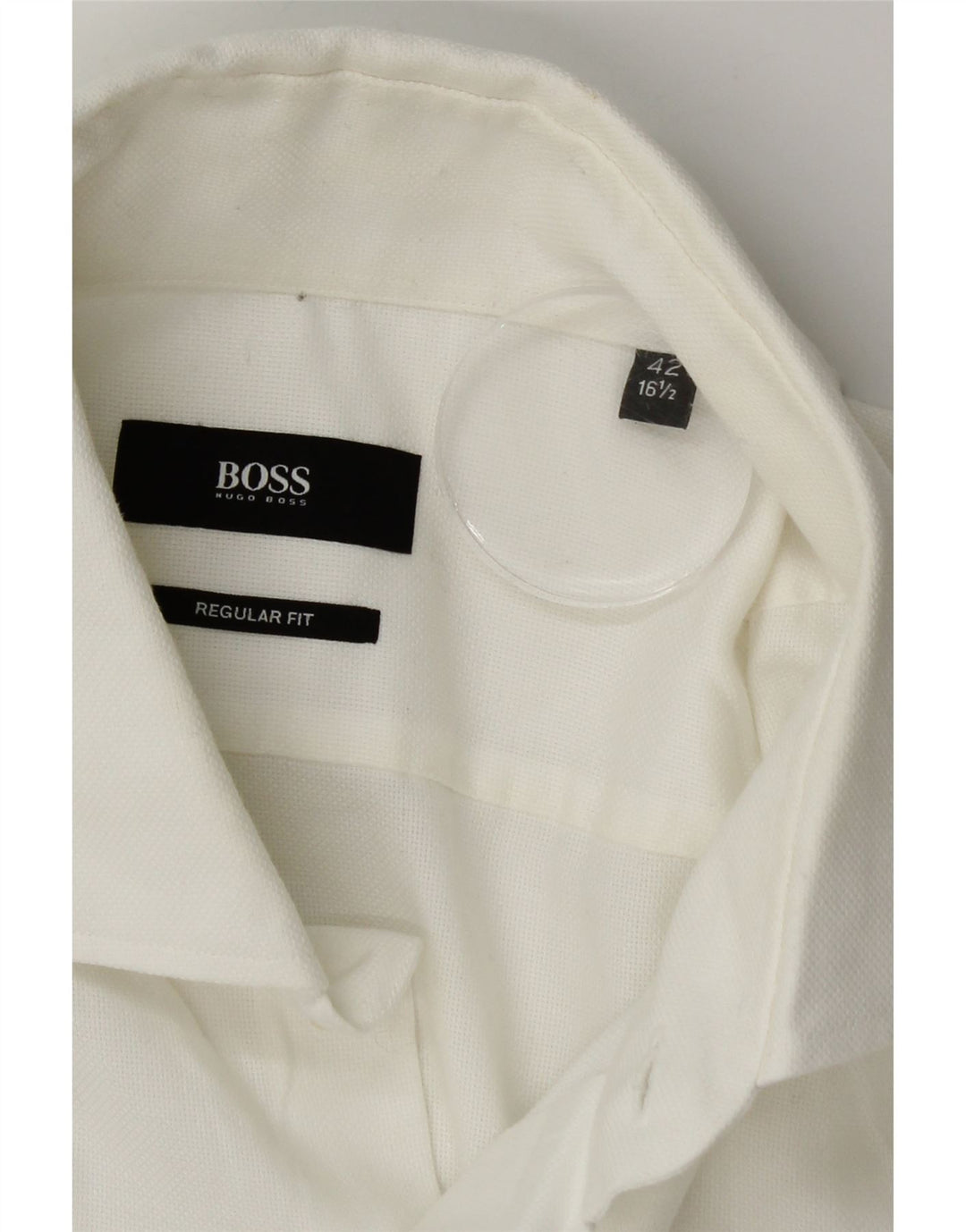 Hugo Boss Herren-Hemd in normaler Passform, Größe 42 16 1/2 groß, weiße Baumwolle