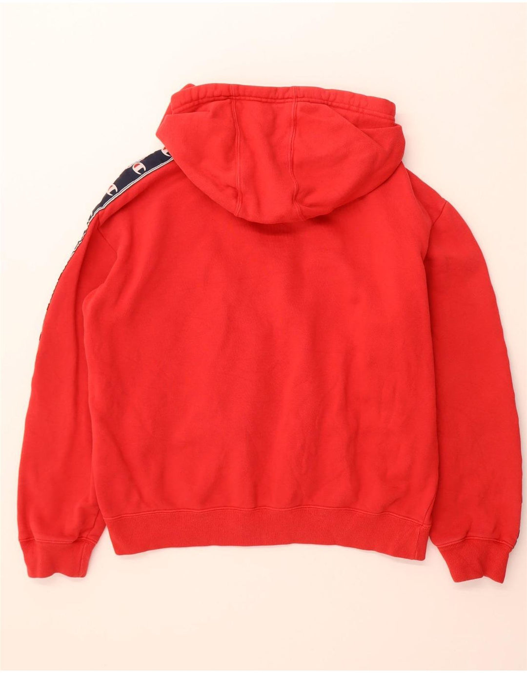 CHAMPION Mens Graphic Hoodie Jumper Medium Red Colourblock Cotton Vintage Champion and Second-Hand Champion from Messina Hembry 
