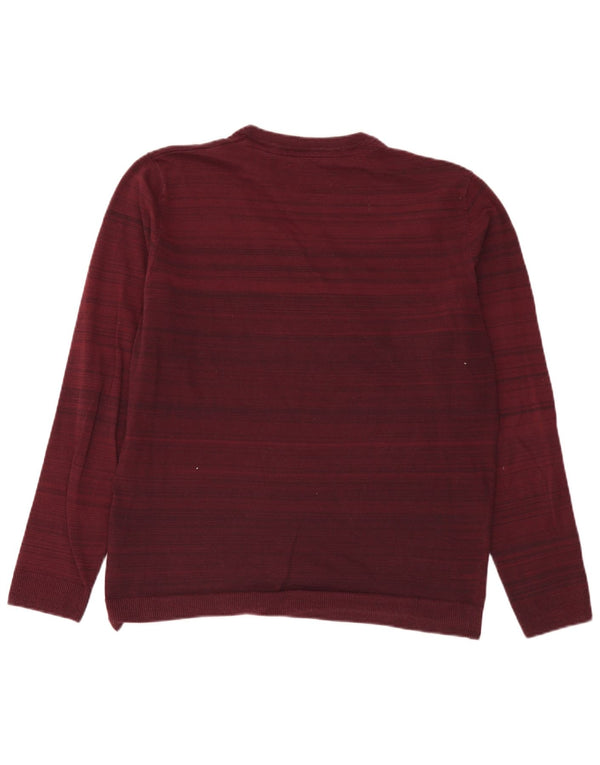 Jack & Jones Herren-Pullover mit Rundhalsausschnitt, XL, bordeauxfarbene Nadelstreifen-Baumwolle