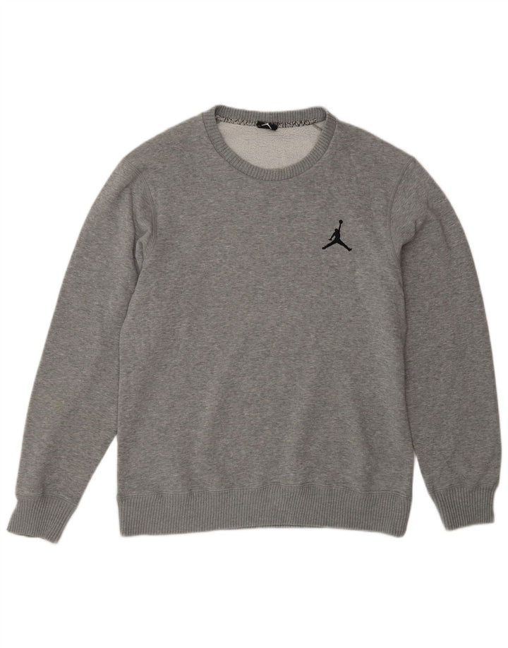 Jordan Herren-Sweatshirt-Pullover aus mittelgrau gefleckter Baumwolle