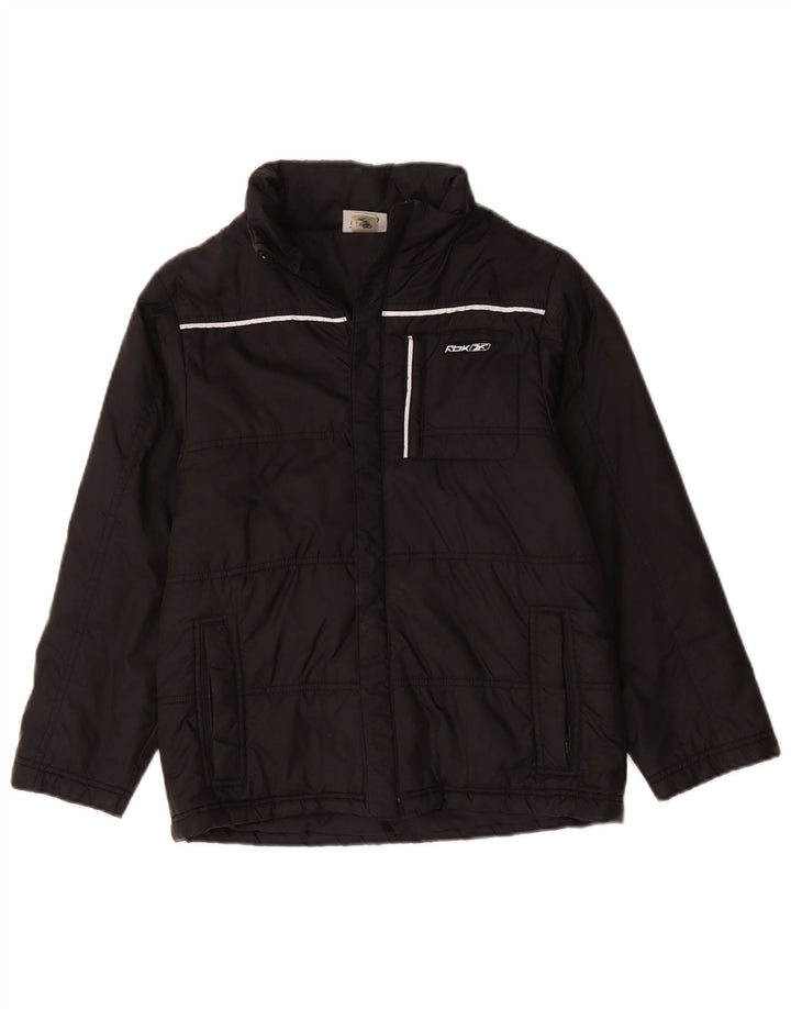 Reebok Wattierte Jacke für Jungen, 13–14 Jahre, schwarzes Polyester