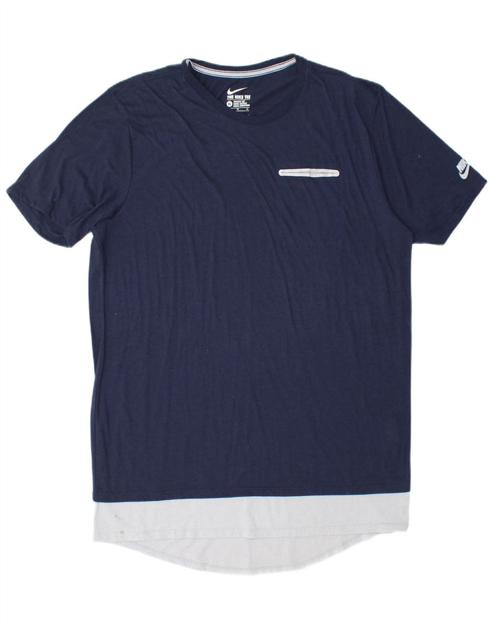 Nike Herren-T-Shirt mit sportlichem Schnitt, XL, Marineblau, Farbblock-Polyester