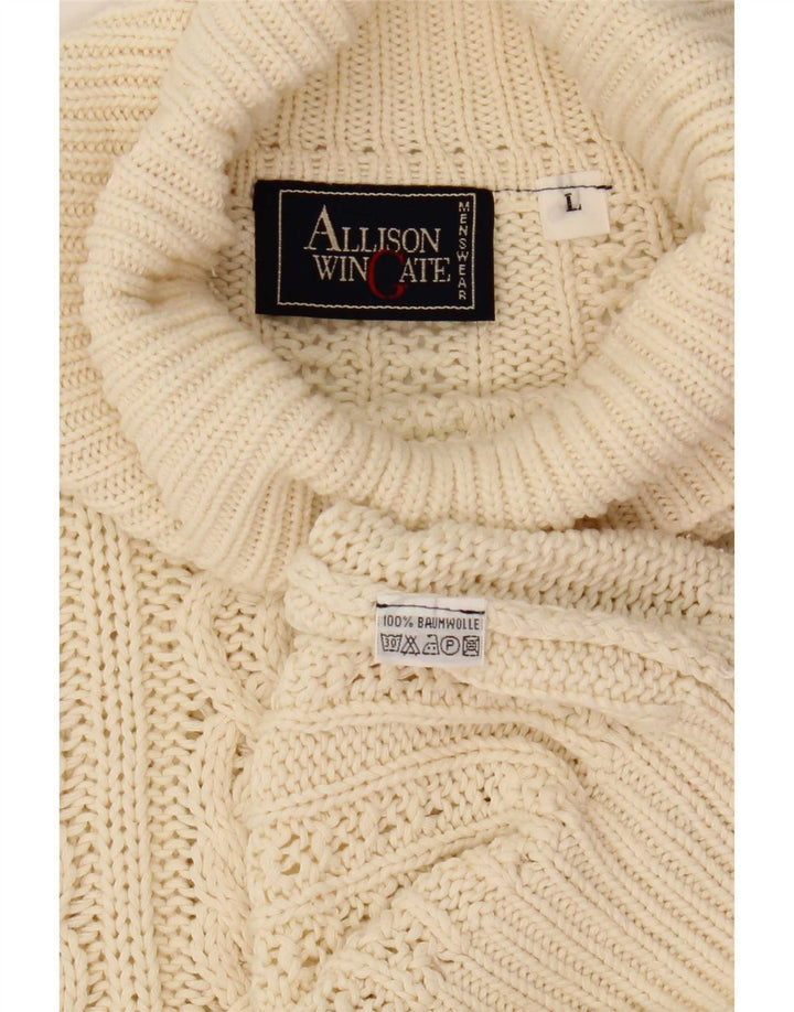 Allison Wingate Herren-Pullover mit Rollkragen, groß, aus cremefarbener Baumwolle