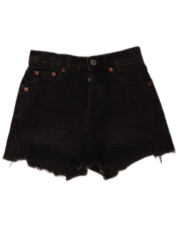 Zara Damen Jeansshorts EU 34 2XS W24 Schwarz