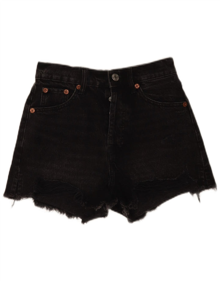 Zara Damen Jeansshorts EU 34 2XS W24 Schwarz