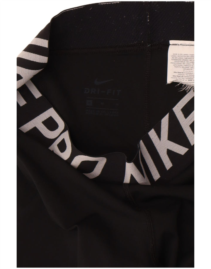 Nike Damen Dri Fit Graphic Leggings UK 14 Medium Schwarz