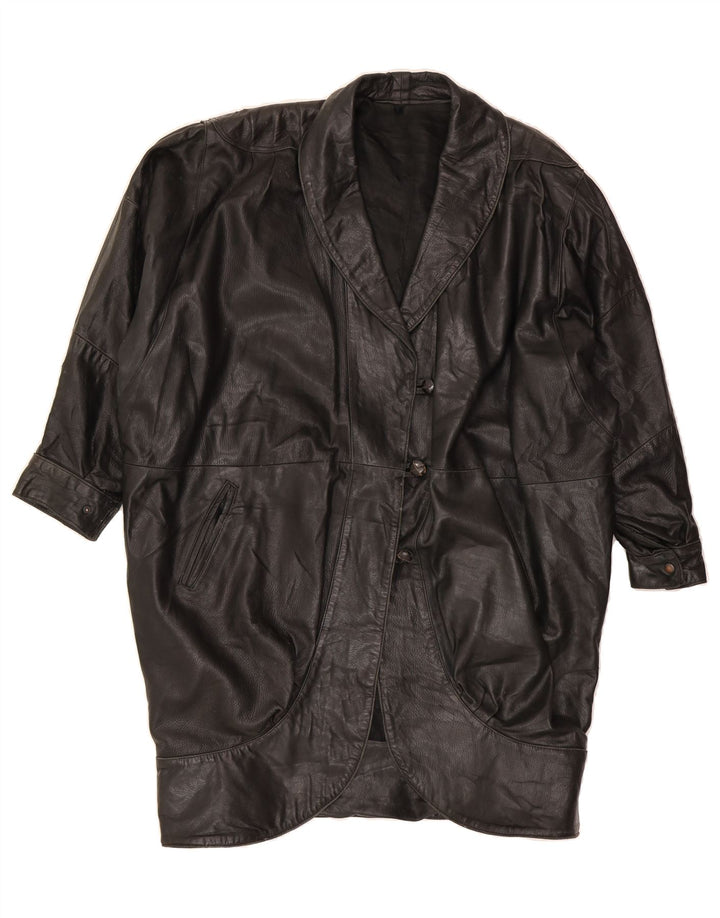 VINTAGE Womens Oversized Leather Coat UK 22 3XL Black Vintage Vintage and Second-Hand Vintage from Messina Hembry 