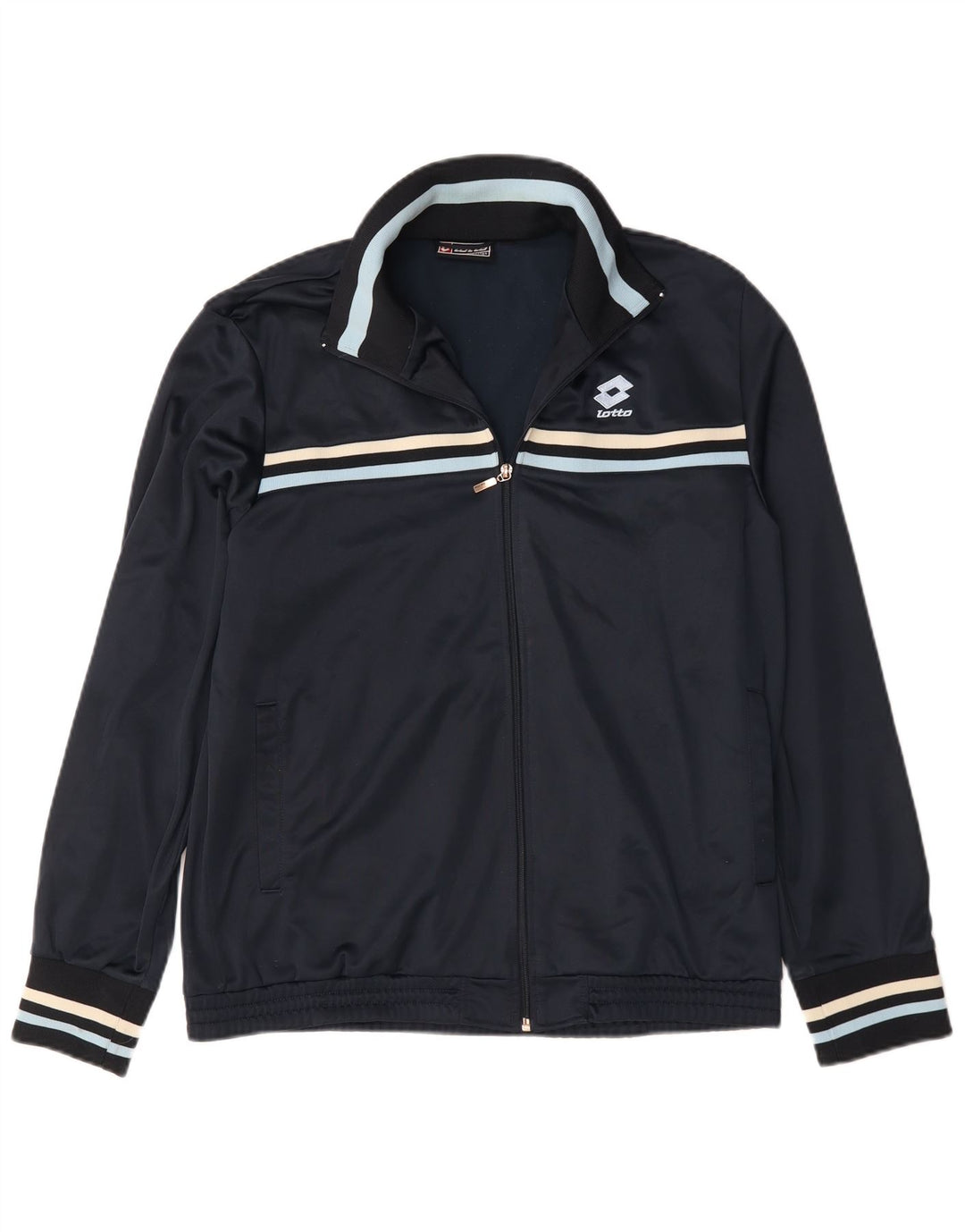 Lotto Damen-Trainingsanzug-Top-Jacke UK 18 XL Marineblau gestreift Polyester
