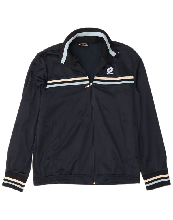 Lotto Damen-Trainingsanzug-Top-Jacke UK 18 XL Marineblau gestreift Polyester
