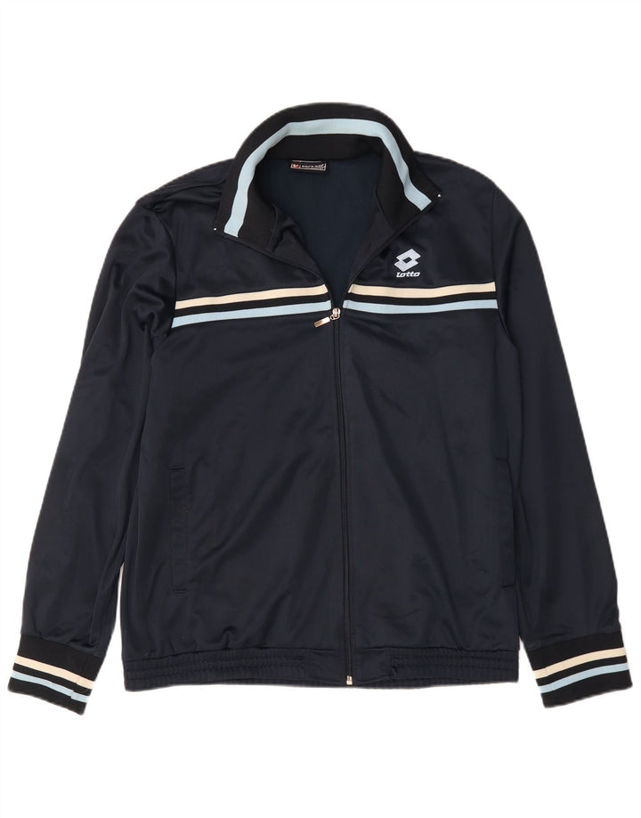 Lotto Damen-Trainingsanzug-Top-Jacke UK 18 XL Marineblau gestreift Polyester