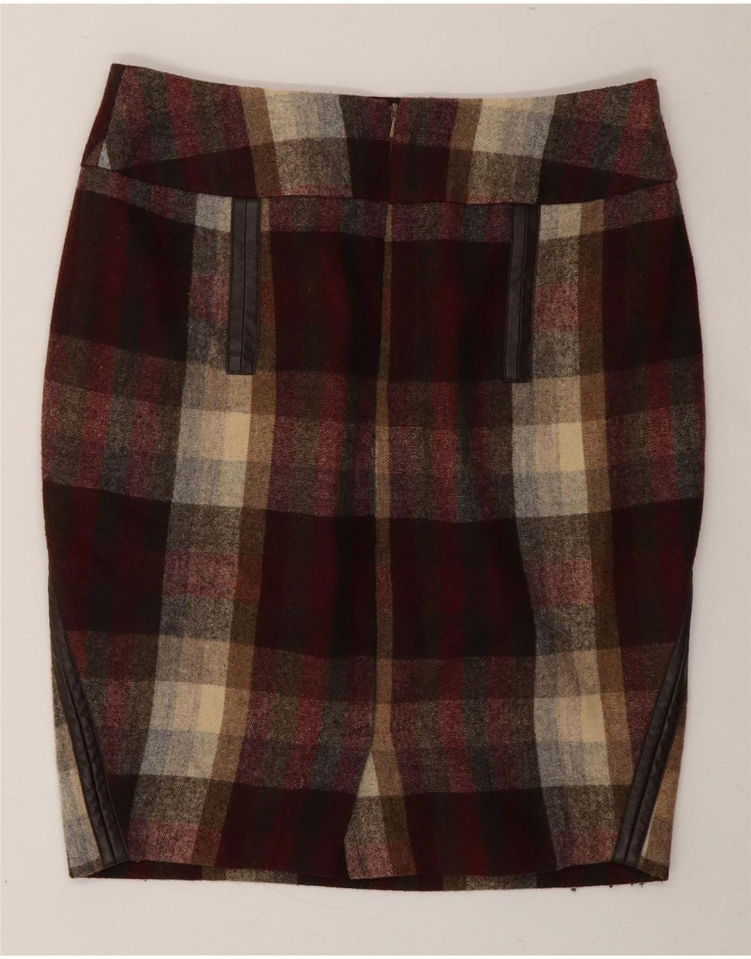 AWEAR Womens Pencil Skirt EU 38 Medium W32  Burgundy Plaid Vintage Awear and Second-Hand Awear from Messina Hembry 