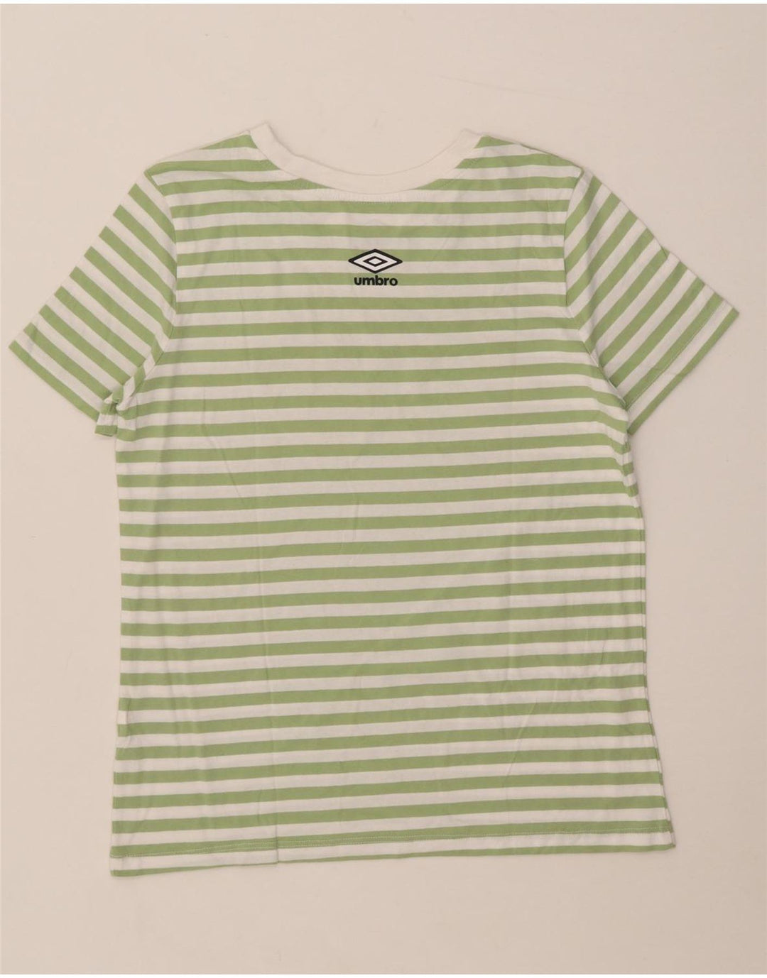 UMBRO Damen Grafik-T-Shirt-Oberteil UK 12 Mittelgrün gestreift