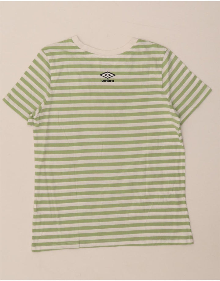 UMBRO Damen Grafik-T-Shirt-Oberteil UK 12 Mittelgrün gestreift
