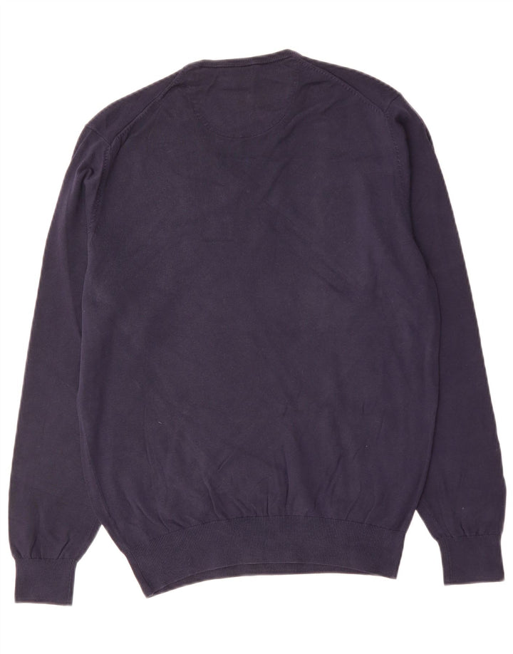 MASSIMO DUTTI Herren-Pullover mit V-Ausschnitt in mittlerem Marineblau