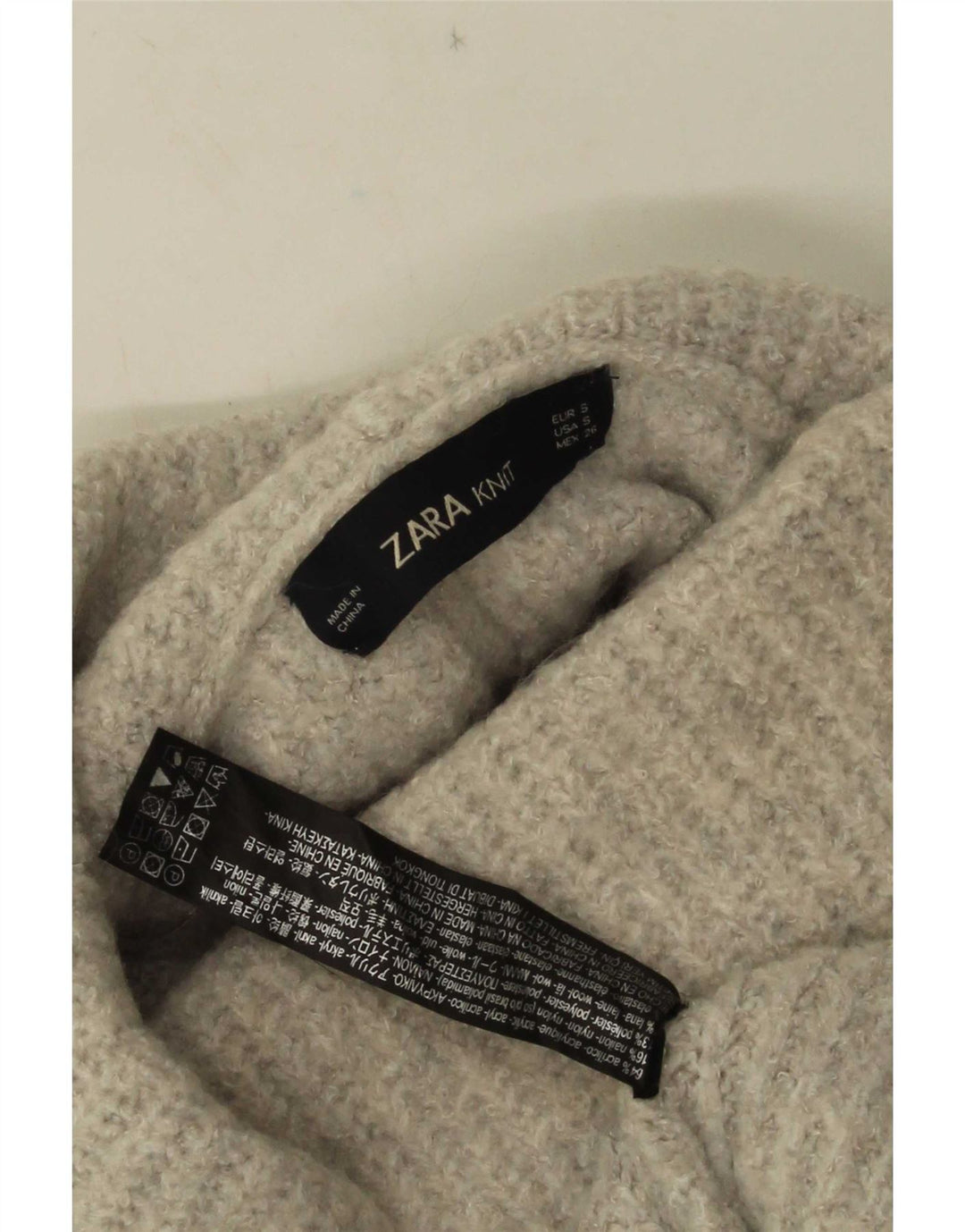Zara Damen-Pullover mit Rollkragen, übergroß, Gr. 10, Small, Grau, Acryl