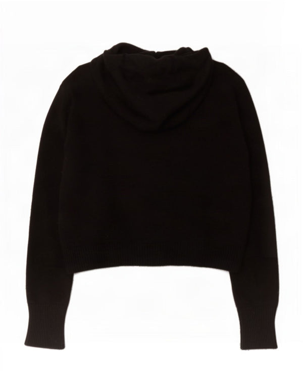 Zara Damen Crop Kapuzenpullover Pullover UK 14 Mittelschwarze Viskose