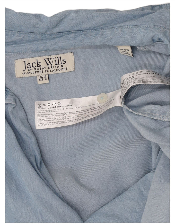 Jack Wills Damen-Pulloverhemd mit 3/4-Ärmeln, übergroß, Mittelblau
