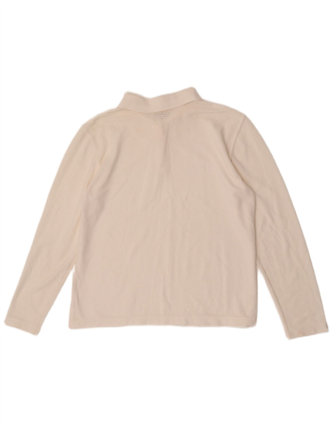 L.L.Bean Damen Langarm-Poloshirt UK 14 Mittelweiß