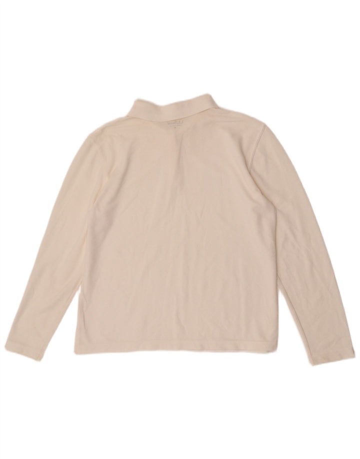 L.L.Bean Damen Langarm-Poloshirt UK 14 Mittelweiß