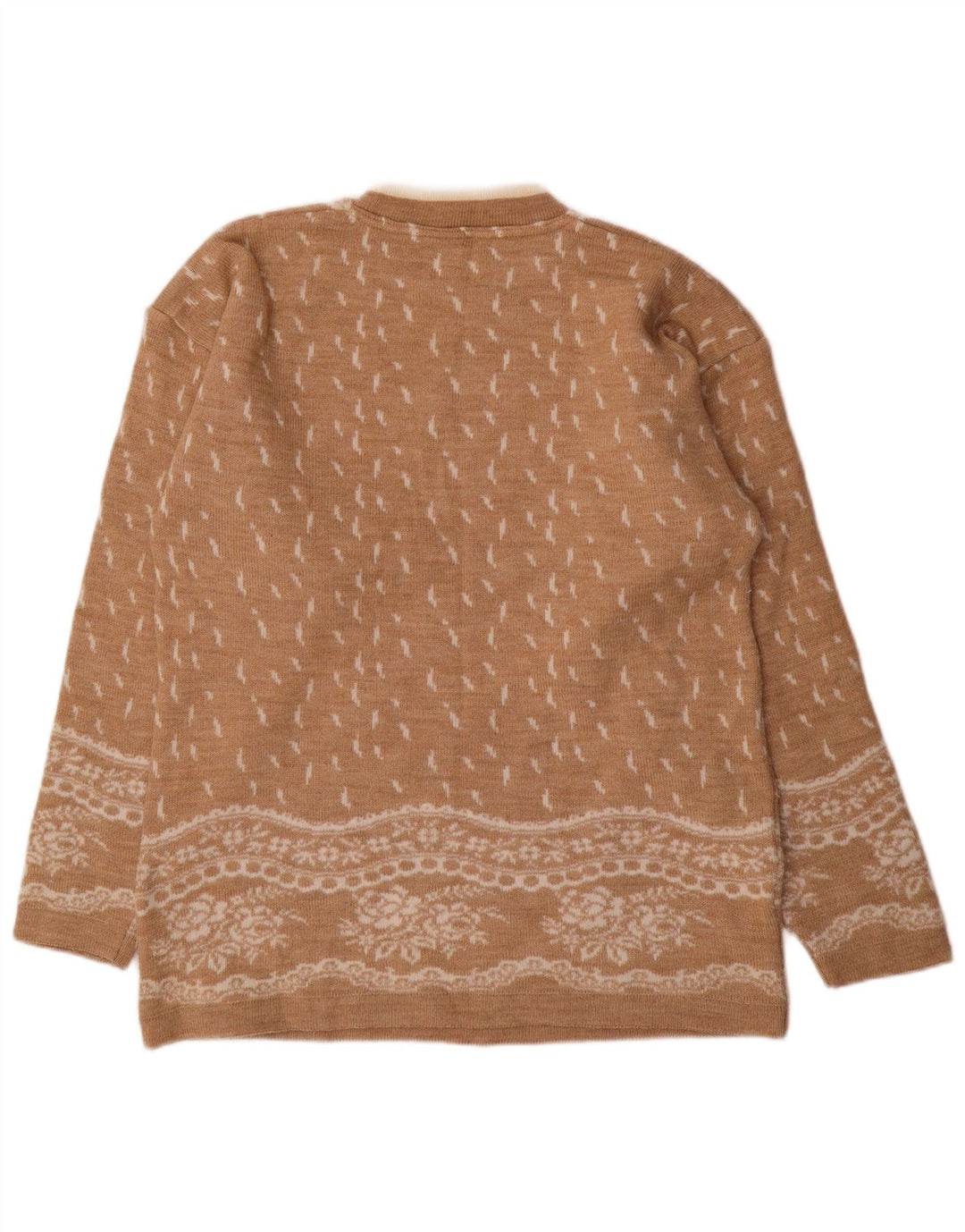 Bernardi Damen-Pullover mit Rundhalsausschnitt, UK 14, Mittelbeige, Fair-Isle-Wolle