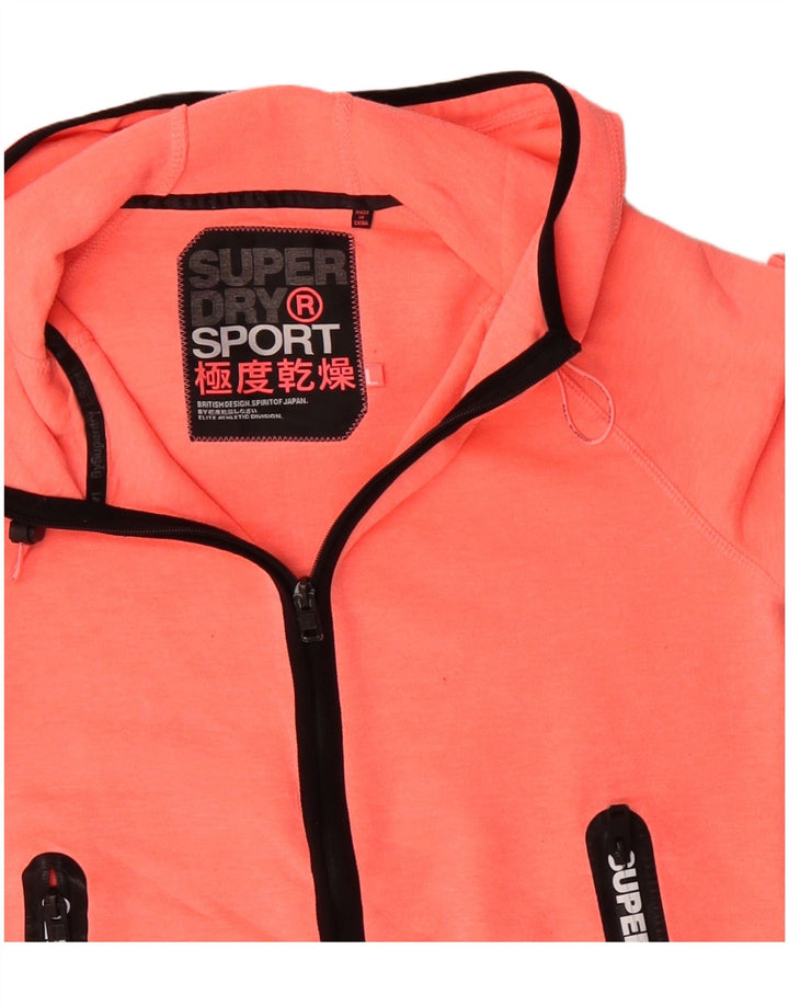 SUPERDRY Damen-Kapuzenpullover mit grafischem Reißverschluss, UK 16, Größe L, Orange, Polyester
