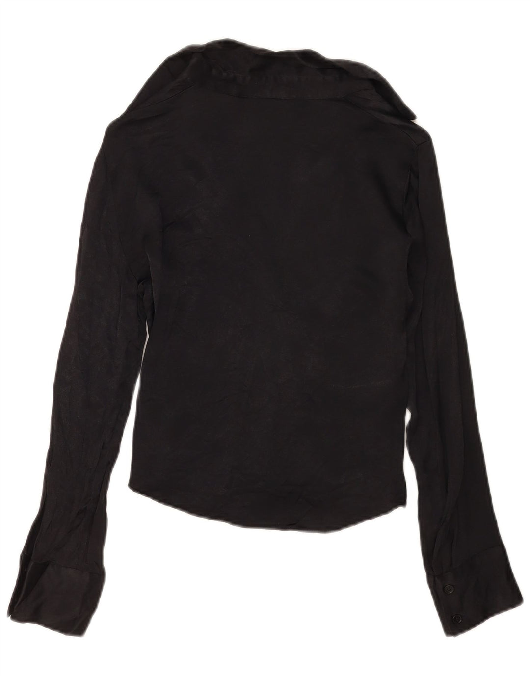 Zara Damen Crop Shirt Bluse UK 10 Small Schwarze Viskose