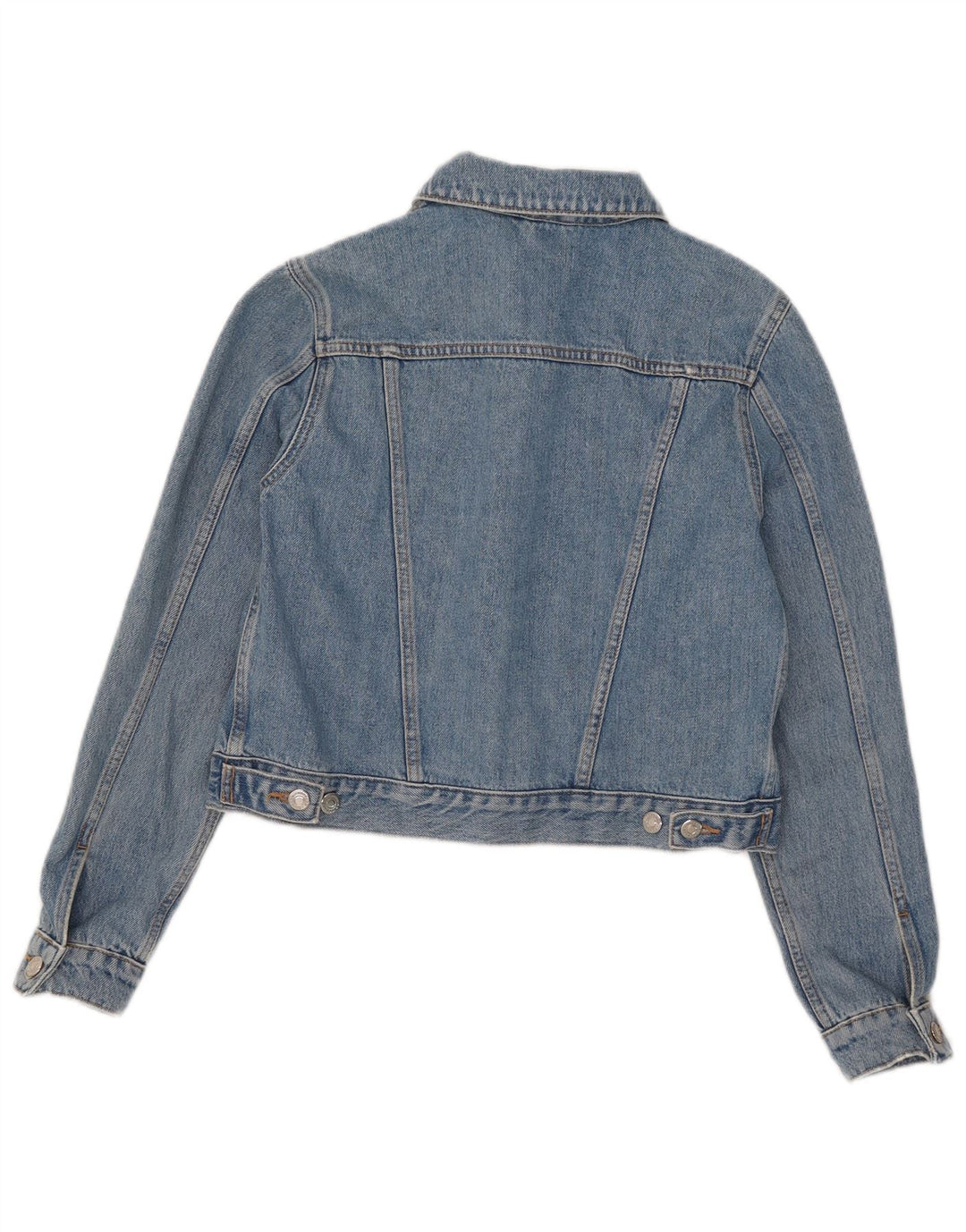 Topshop Damen Crop Denim Jacke UK 10 Small Blau Baumwolle