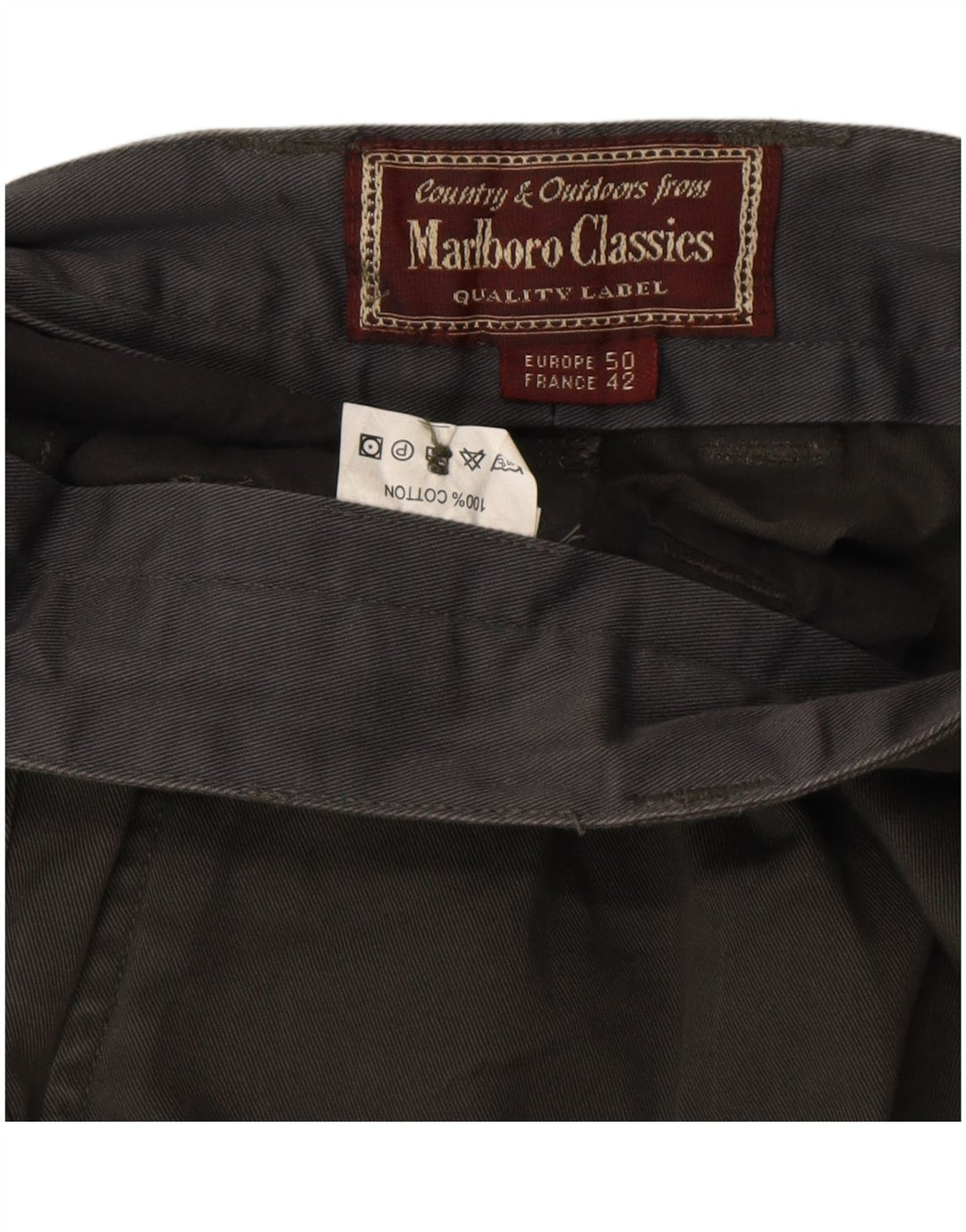 MARLBORO CLASSICS Herren-Chinohose mit Klammern, EU 50, Größe L, W34, L34, Khaki