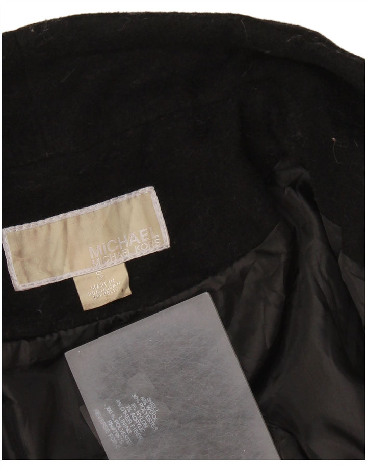 MICHAEL KORS Damen Übergroßer Mantel UK 10 Small Schwarze Wolle